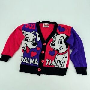 Vintage Disney 101 Dalmatians Dogs Cardigan Sweater Kids Girls 6